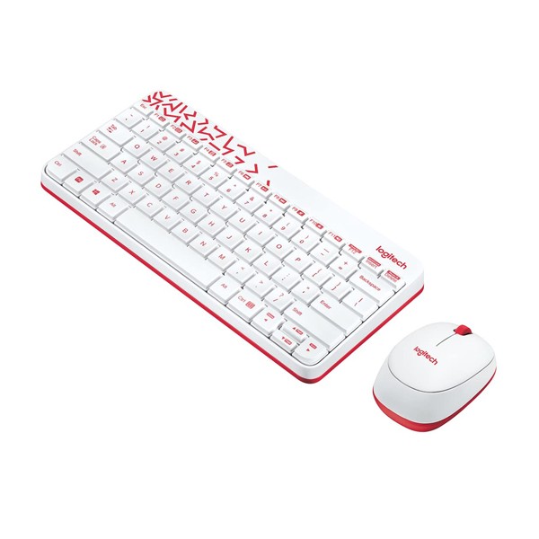 Logitech MK240 NANO Mouse And Keyboard Combo(White/Vivid Red)