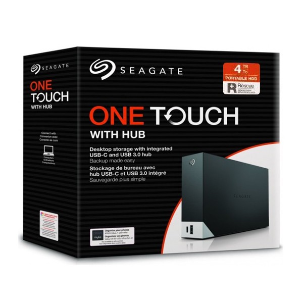 Seagate 4TB One Touch Desktop External Drive with Built-In Hub