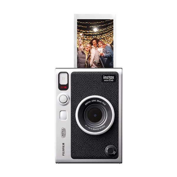 Fujifilm Instax Mini Evo Hybrid Camera Premium Edition with 20 Shots of Stone Gray Film and 100 Different Expressions