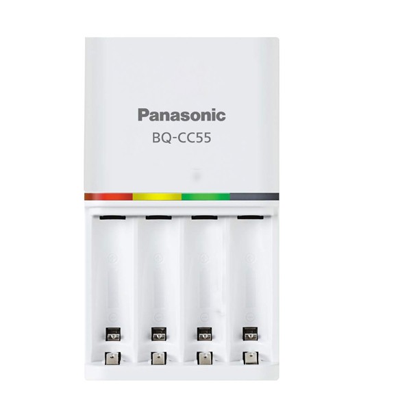 Panasonic Eneloop Bq-cc55n Advanced, Smart And Quick Charger For Aa & Aaa Rechargeable Batteries, White