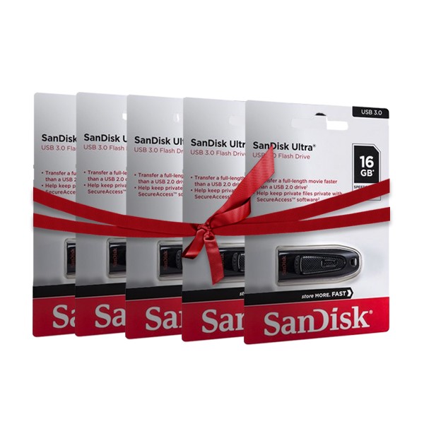 SanDisk 16GB Ultra USB 3.0 Flash Drive(pack of 5)